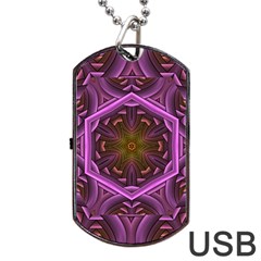 Rosette Mosaic Kaleidoscope Abstract Background Dog Tag Usb Flash (one Side)