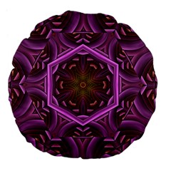 Rosette Mosaic Kaleidoscope Abstract Background Large 18  Premium Flano Round Cushions by Jancukart