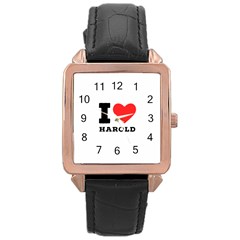 I Love Harold Rose Gold Leather Watch  by ilovewhateva