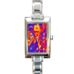 Geometric Pattern Fluorescent Colorful Rectangle Italian Charm Watch