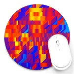 Geometric Pattern Fluorescent Colorful Round Mousepad Front