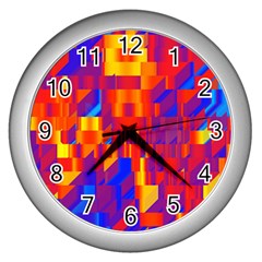 Geometric Pattern Fluorescent Colorful Wall Clock (silver)