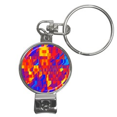 Geometric Pattern Fluorescent Colorful Nail Clippers Key Chain