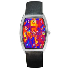 Geometric Pattern Fluorescent Colorful Barrel Style Metal Watch by Jancukart