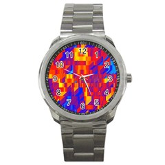 Geometric Pattern Fluorescent Colorful Sport Metal Watch by Jancukart