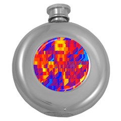 Geometric Pattern Fluorescent Colorful Round Hip Flask (5 Oz)