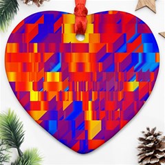 Geometric Pattern Fluorescent Colorful Heart Ornament (two Sides)