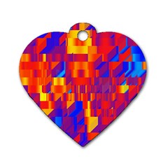 Geometric Pattern Fluorescent Colorful Dog Tag Heart (two Sides) by Jancukart