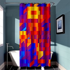 Geometric Pattern Fluorescent Colorful Shower Curtain 36  X 72  (stall) 