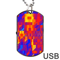 Geometric Pattern Fluorescent Colorful Dog Tag Usb Flash (one Side)