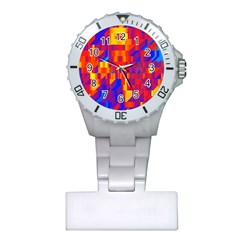 Geometric Pattern Fluorescent Colorful Plastic Nurses Watch by Jancukart