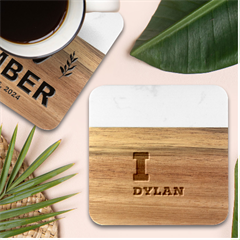 I Love Dylan  Marble Wood Coaster (square)