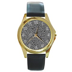 Abstract-0025 Round Gold Metal Watch by nateshop