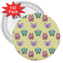 Animals-17 3  Buttons (100 Pack)  by nateshop