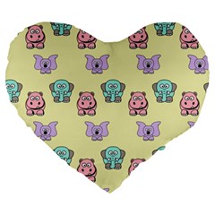 Animals-17 Large 19  Premium Flano Heart Shape Cushions by nateshop