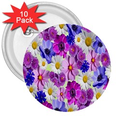 Blossoms-yellow 3  Buttons (10 Pack) 