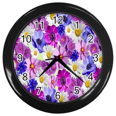 Blossoms-yellow Wall Clock (black) by nateshop