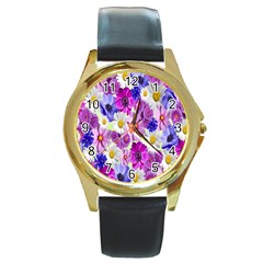 Blossoms-yellow Round Gold Metal Watch by nateshop