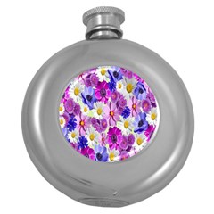 Blossoms-yellow Round Hip Flask (5 Oz) by nateshop