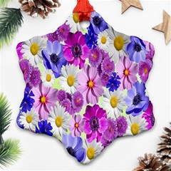 Blossoms-yellow Snowflake Ornament (two Sides) by nateshop