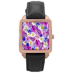 Blossoms-yellow Rose Gold Leather Watch  by nateshop