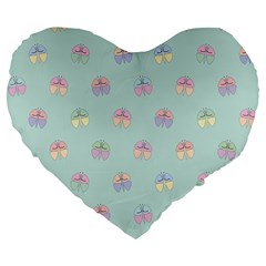 Butterfly-15 Large 19  Premium Flano Heart Shape Cushions by nateshop