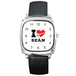 I love sean Square Metal Watch Front