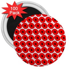 Red Peony Flower Pattern 3  Magnets (100 Pack) by GardenOfOphir