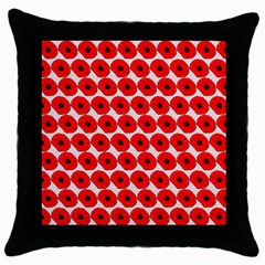 Red Peony Flower Pattern Throw Pillow Case (black) by GardenOfOphir