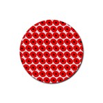 Red Peony Flower Pattern Rubber Round Coaster (4 pack) Front