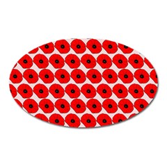 Red Peony Flower Pattern Oval Magnet by GardenOfOphir