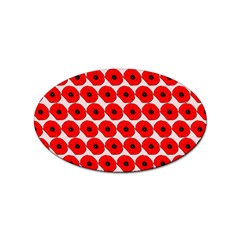 Red Peony Flower Pattern Sticker Oval (10 Pack)