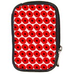 Red Peony Flower Pattern Compact Camera Leather Case Front