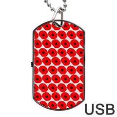 Red Peony Flower Pattern Dog Tag Usb Flash (one Side) by GardenOfOphir