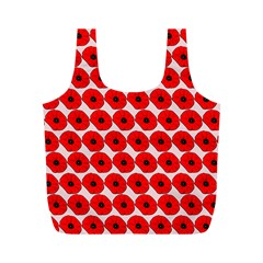 Red Peony Flower Pattern Full Print Recycle Bag (m) by GardenOfOphir