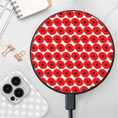 Red Peony Flower Pattern Wireless Fast Charger(black) by GardenOfOphir