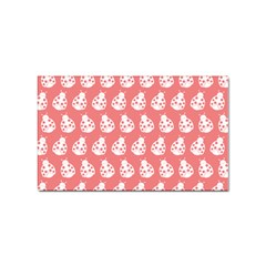 Coral And White Lady Bug Pattern Sticker (rectangular) by GardenOfOphir