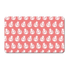 Coral And White Lady Bug Pattern Magnet (rectangular) by GardenOfOphir