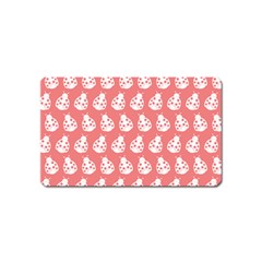 Coral And White Lady Bug Pattern Magnet (name Card)