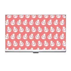 Coral And White Lady Bug Pattern Business Card Holder by GardenOfOphir