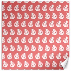 Coral And White Lady Bug Pattern Canvas 20  X 20  by GardenOfOphir