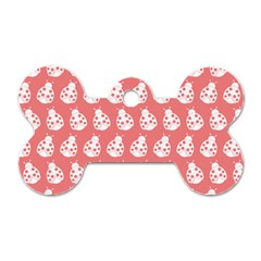 Coral And White Lady Bug Pattern Dog Tag Bone (one Side) by GardenOfOphir