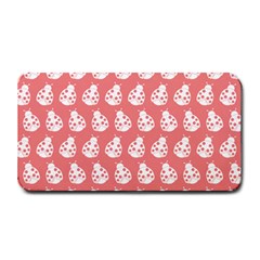 Coral And White Lady Bug Pattern Medium Bar Mat by GardenOfOphir