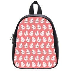 Coral And White Lady Bug Pattern School Bag (small) by GardenOfOphir