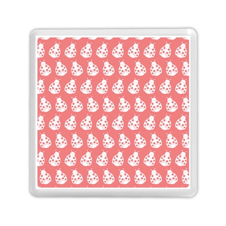 Coral And White Lady Bug Pattern Memory Card Reader (Square)