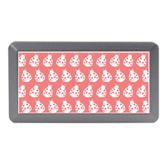 Coral And White Lady Bug Pattern Memory Card Reader (mini) by GardenOfOphir