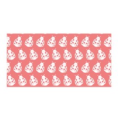 Coral And White Lady Bug Pattern Satin Wrap 35  X 70 