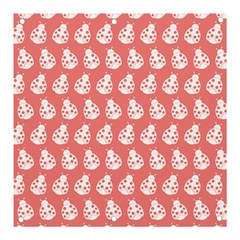 Coral And White Lady Bug Pattern Banner And Sign 3  X 3 