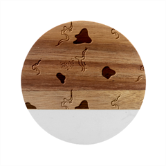 Shapes Pattern Marble Wood Coaster (round) by BlackRoseStore