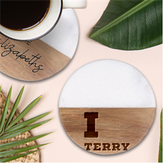 I Love Terry  Classic Marble Wood Coaster (round)  by ilovewhateva